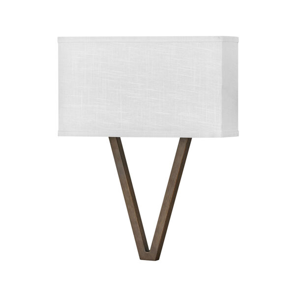 Vector Walnut Two-Light LED Wall Sconce with Off White Linen Shade, image 1