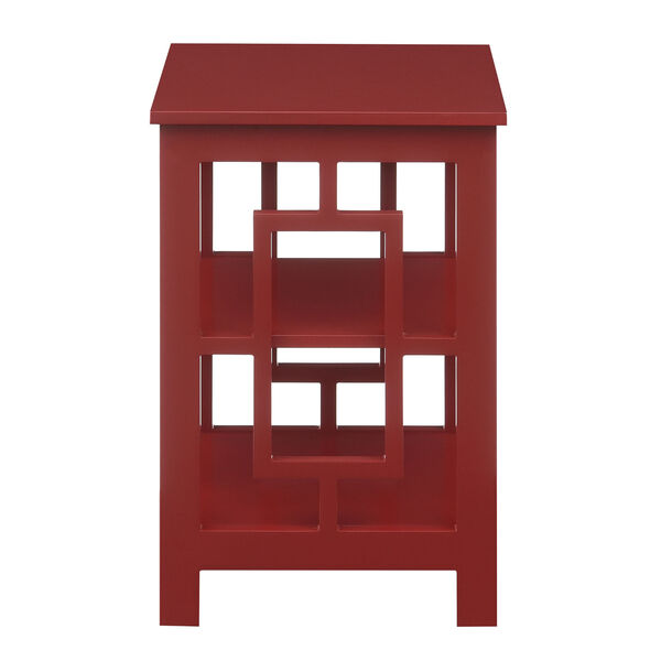 Town Square Cranberry Red End Table with Shelves, image 4