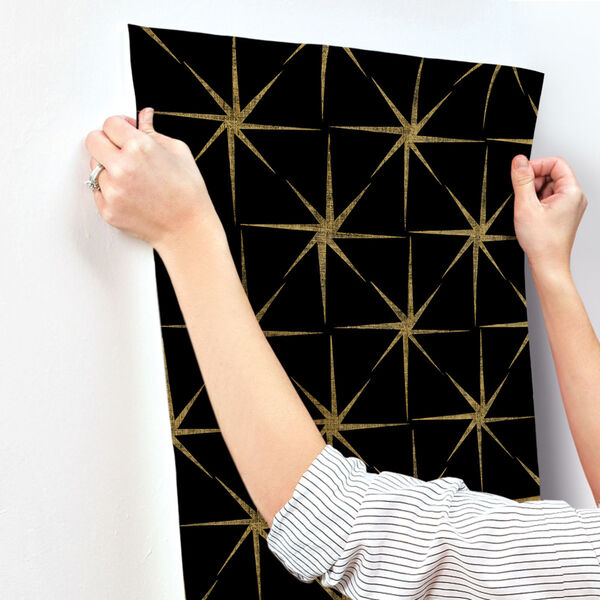 Grandmillennial Black Evening Star Pre Pasted Wallpaper - SAMPLE SWATCH ONLY, image 3