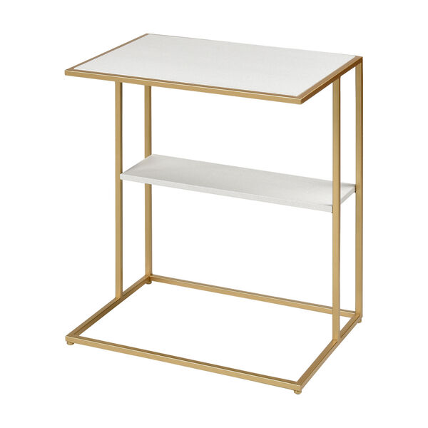 Fawley Gold Accent Table with Faux Leather Table Top, image 2