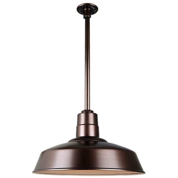 Warehouse Oil Rubbed Bronze 18-Inch Pendant with 24-Inch Downrod, image 1
