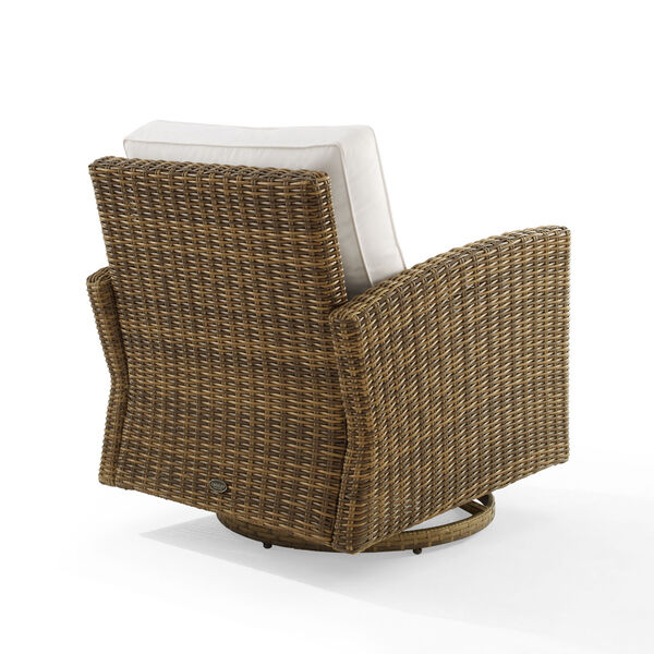 Bradenton White and Weathered Brown Outdoor Wicker Swivel Rocker Chair, image 6
