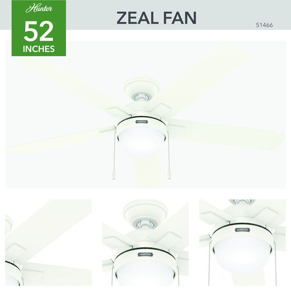 Zeal Matte White 52-Inch LED Ceiling Fan, image 4