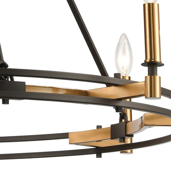 Talia Oil Rubbed Bronze and Satin Brass Eight-Light Chandelier, image 4