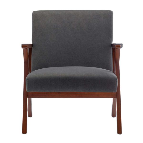 Take A Seat Dark Gray Fabric Espresso Cliff Accent Chair, image 3