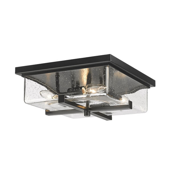 Sana Black Four-Light Outdoor Flush Ceiling Mount Fixture with Seedy Shade, image 1