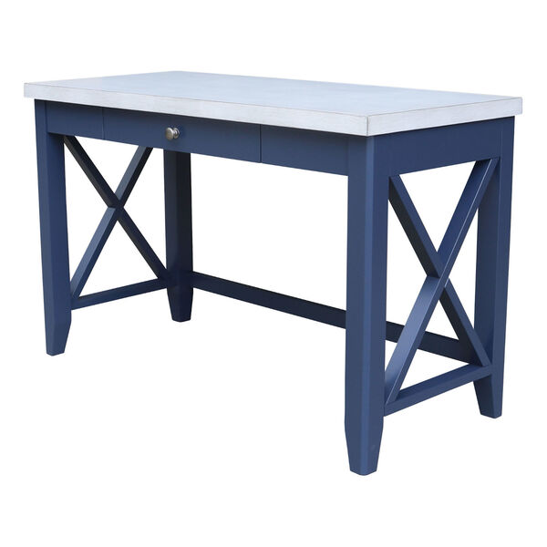 Hampton Blue and Antiqued Chalk Desk With Double XX Back Chair, image 4