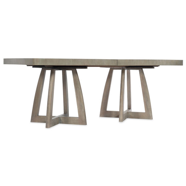 Affinity Gray 78-Inch Rectangle Pedestal Dining Table with Two 18-Inch Leaves, image 1