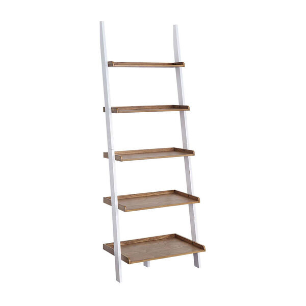American Heritage Driftwood White Bookshelf Ladder, image 1