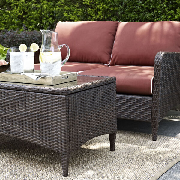 Kiawah Sangria Brown Two-Piece Outdoor Wicker Chat Set, image 6