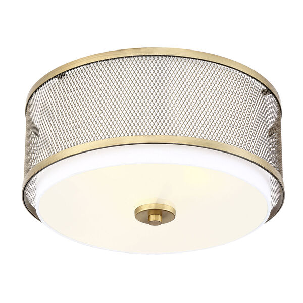 Selby Natural Brass Three-Light Flush Mount Drum  with White Fabric Shade, image 4