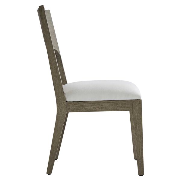 Calais Weathered Teak and White Outdoor Side Chair, image 2