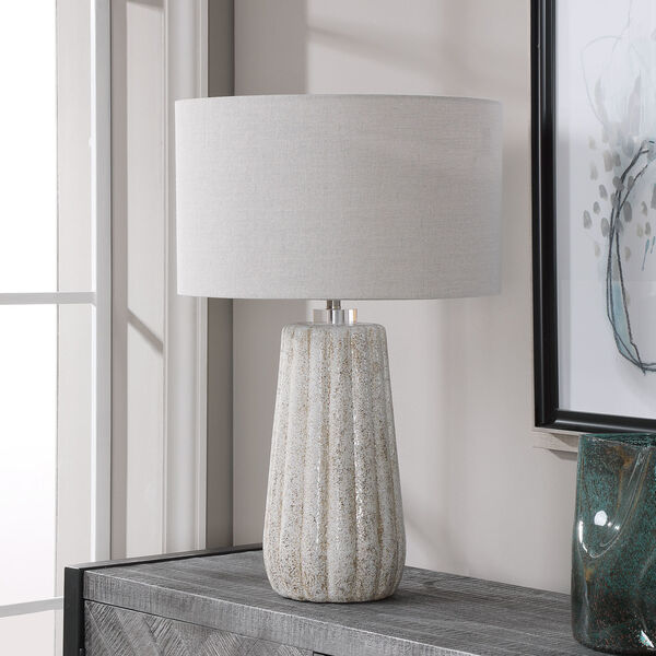 Pikes Ivory, Taupe and Brushed Nickel One-Light Table Lamp, image 3