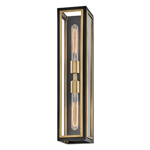 Shaw Black and Heritage Brass Two-Light Wall Sconce, image 3