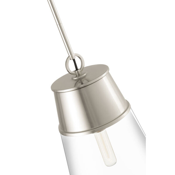 Wentworth Brushed Nickel One-Light Pendant with Clear Glass Shade, image 6