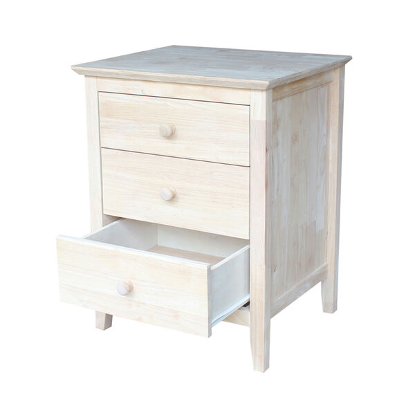 Unfinished Nightstand with 3 Drawers, image 2