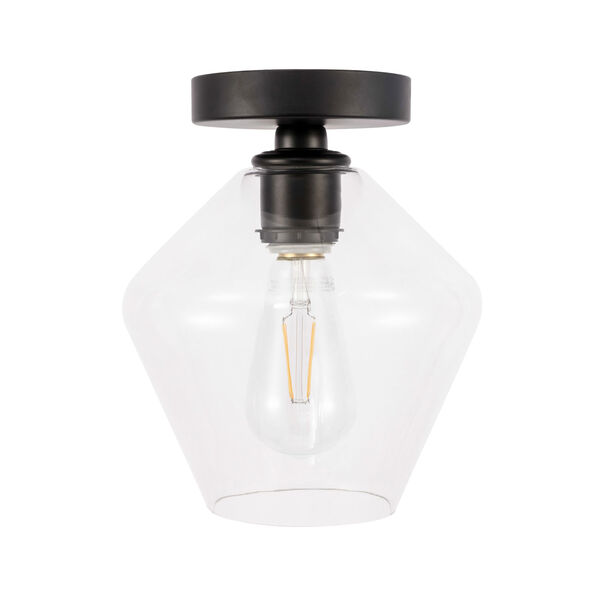 Gene Black Eight-Inch One-Light Flush Mount with Clear Glass, image 3