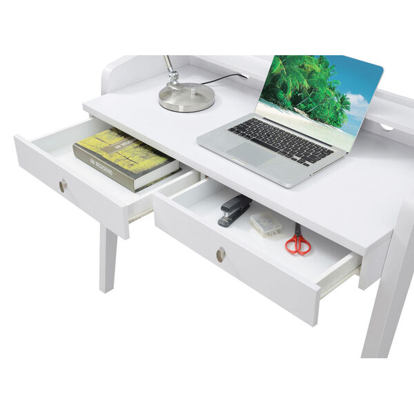 Newport White Deluxe Two-Drawer Desk, image 6
