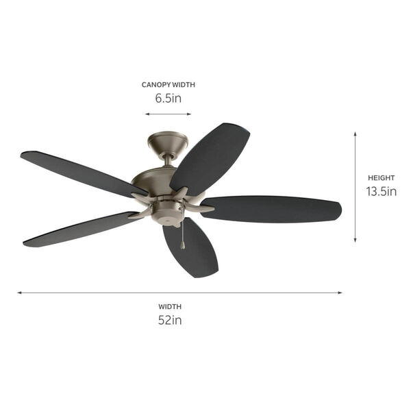 Renew Patio Brushed Nickel 52-Inch Ceiling Fan, image 6