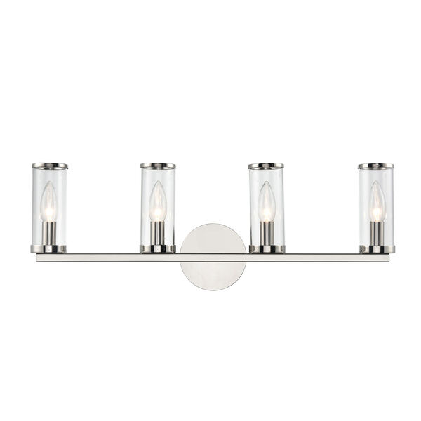 Revolve Polished Nickel Four-Light Bath Vanity with Clear Glass, image 1