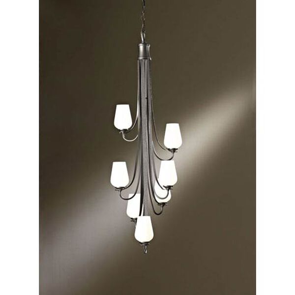 Flora Bronze Seven Light Large Scale Chandelier with Opal Glass, image 1