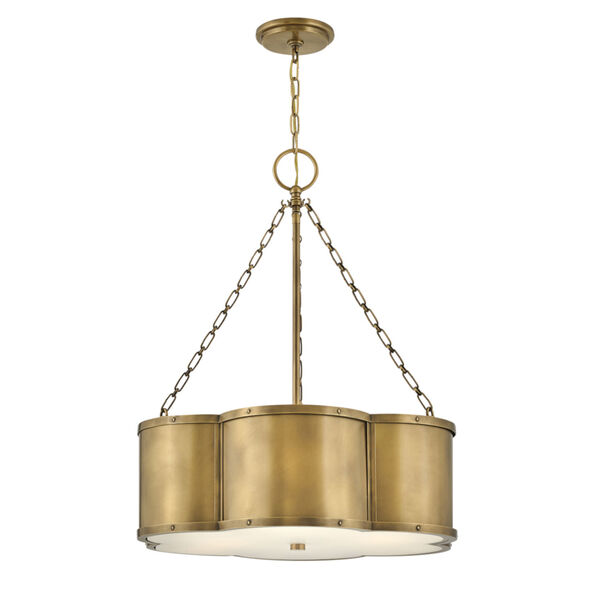 Chance Heritage Brass Three-Light Pendant With Etched Lens Glass, image 1