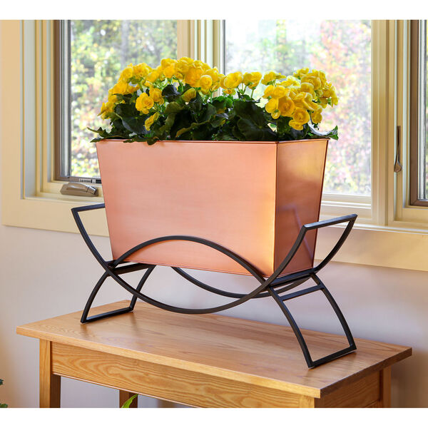 Odile Copper Plated Planter with Flower Box, image 3