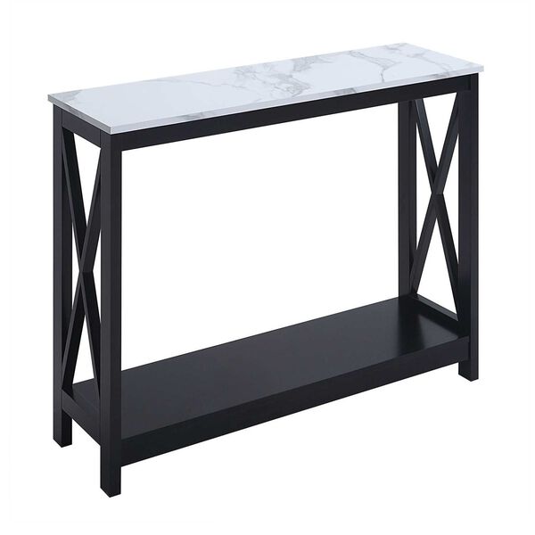Oxford White Faux Marble and Black Console Table with Shelf, image 1