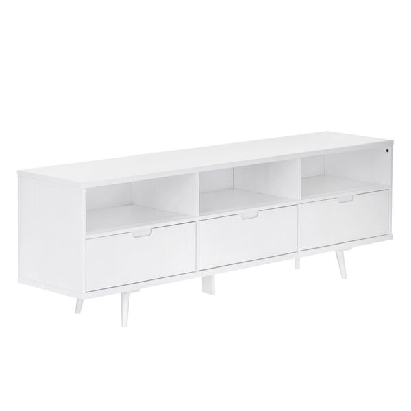 Ivy White Solid Wood TV Stand with Three Drawers, image 1