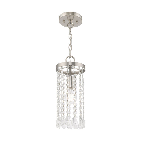 Elizabeth Brushed Nickel 6-Inch One-Light Mini Pendant with Clear Crystals, image 3