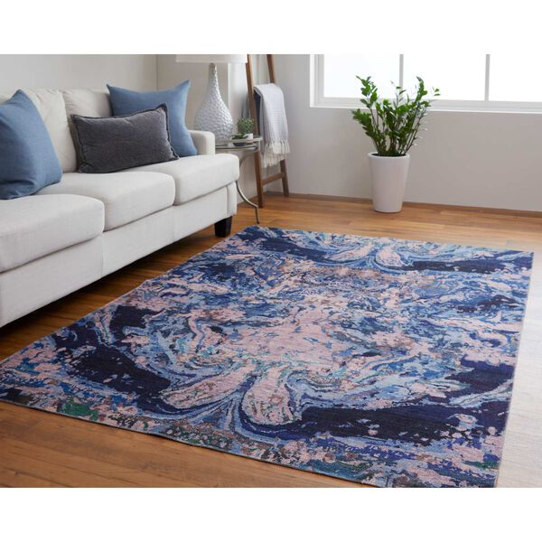 Mathis Casual Abstract Blue Pink Tan Area Rug, image 3