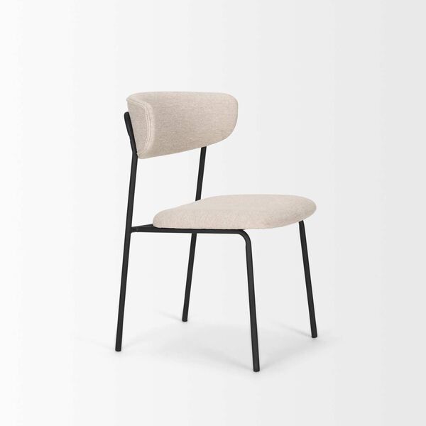Corey Oatmeal Fabric and Matte Black Metal Dining Chair, image 5
