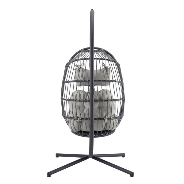 Gray Outdoor Swing Egg Chair with Stand, image 2