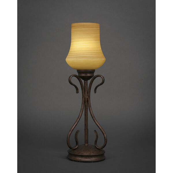 Swan Bronze Five-Inch One-Light Table Lamp with Zilo Cayenne Linen Glass, image 1