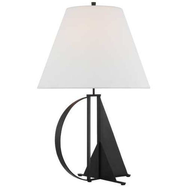 Auxerre Aged Iron One-Light Table Lamp with Linen Shade by Thomas O'Brien, image 1
