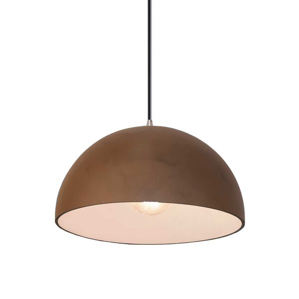 Radiance Terra Cotta Brushed Nickel Metal One-Light Dome Pendant with Black Cord, image 1