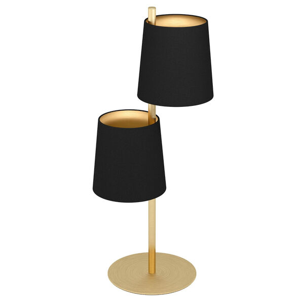 Almeida 2 Brushed Brass and Black Two-Light Table Lamp, image 1