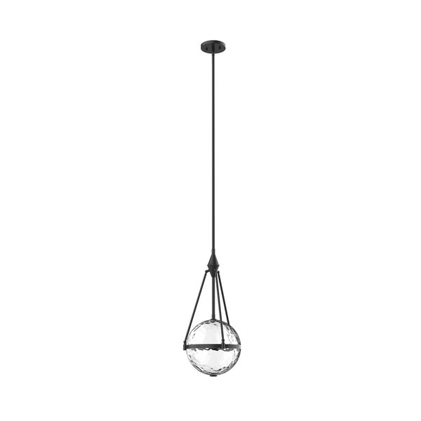 Harmony Matte Black Three- Light Pendant with Clear Water Glass, image 1