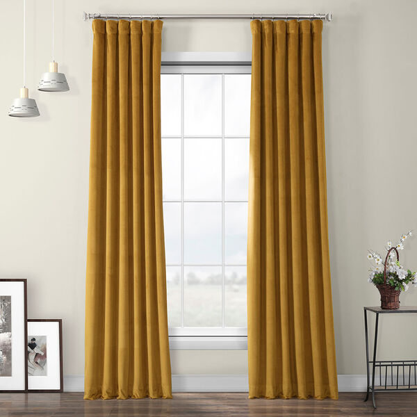 Retro Gold Heritage Plush Velvet Curtain Single Panel, image 1