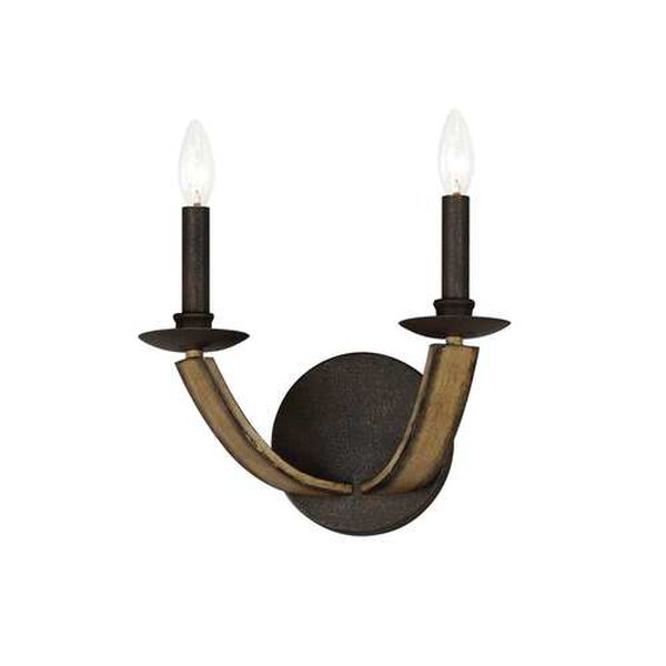 Basque Driftwood Anthracite Two-Light Wall Sconce, image 1