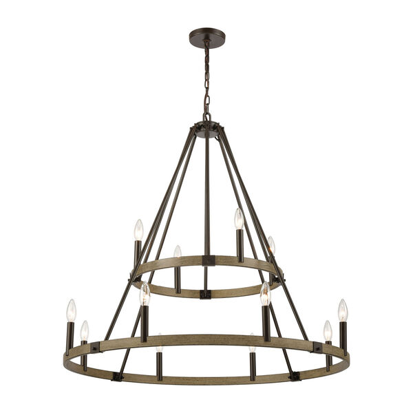 Transitions Oil Rubbed Bronze and Aspen 36-Inch 12-Light Chandelier, image 1