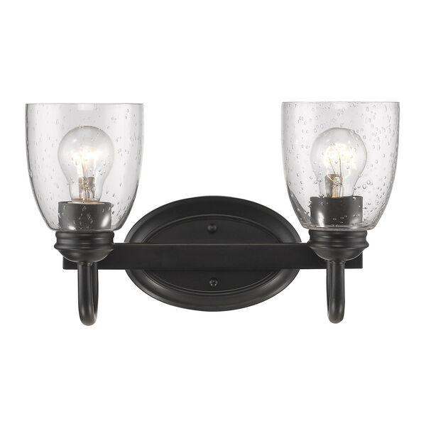 Parrish Black Two-Light Bath Vanity with Seeded Glass, image 1