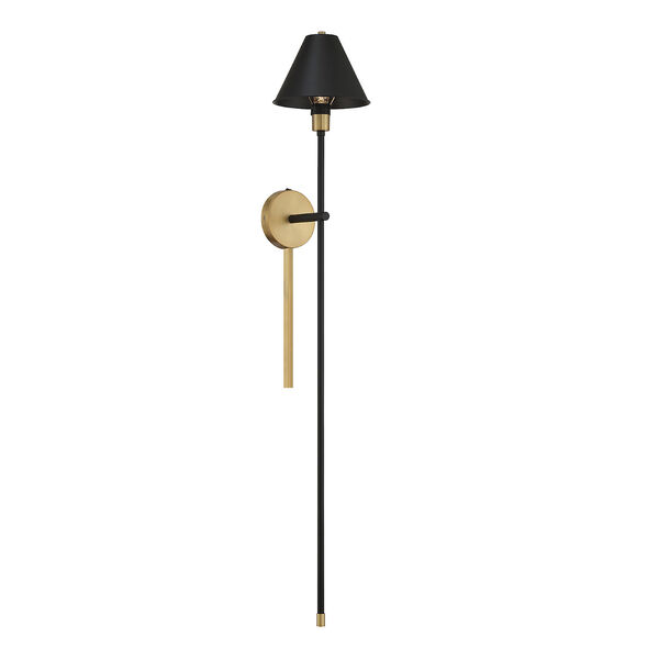 Chelsea Black and Natural Brass One-Light Wall Sconce, image 4