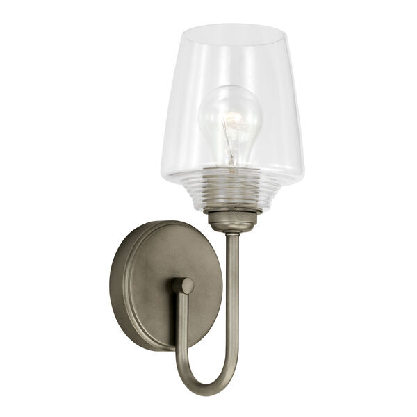 Miller Graphite One-Light Wall Sconce with Clear Ribbed Glass, image 1