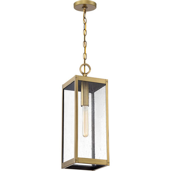 Pax Antique Brass One-Light Outdoor Pendant with Seedy Glass, image 3