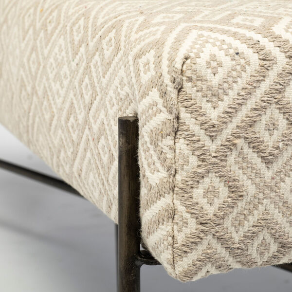 Avery II Off-White Upholstered Patterned Seat Bench, image 6