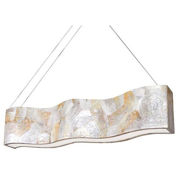 Big Eight-Light Waive Linear Pendant with Reclaimed Kabebe Shell, image 1