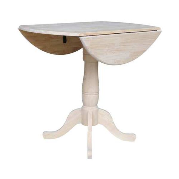 Gray and Beige 36-Inch High Round Pedestal Dual Drop Leaf Table, image 2