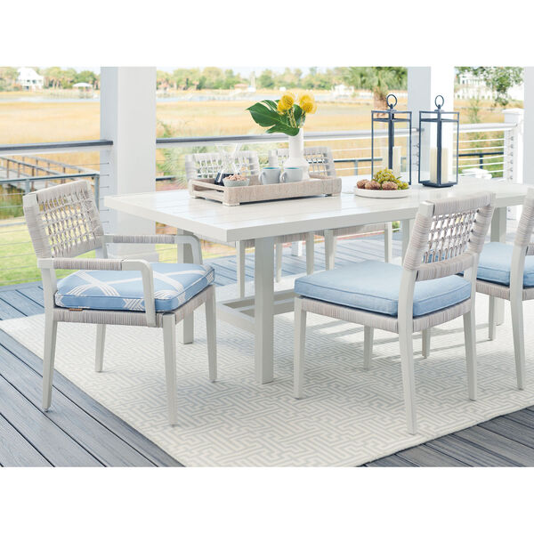 Seabrook White and Blue Arm Dining Chair, image 3
