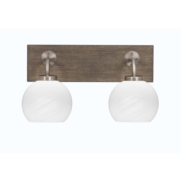 Oxbridge Graphite Brown Two-Light Bath Vanity with White Round Marble Glass, image 1
